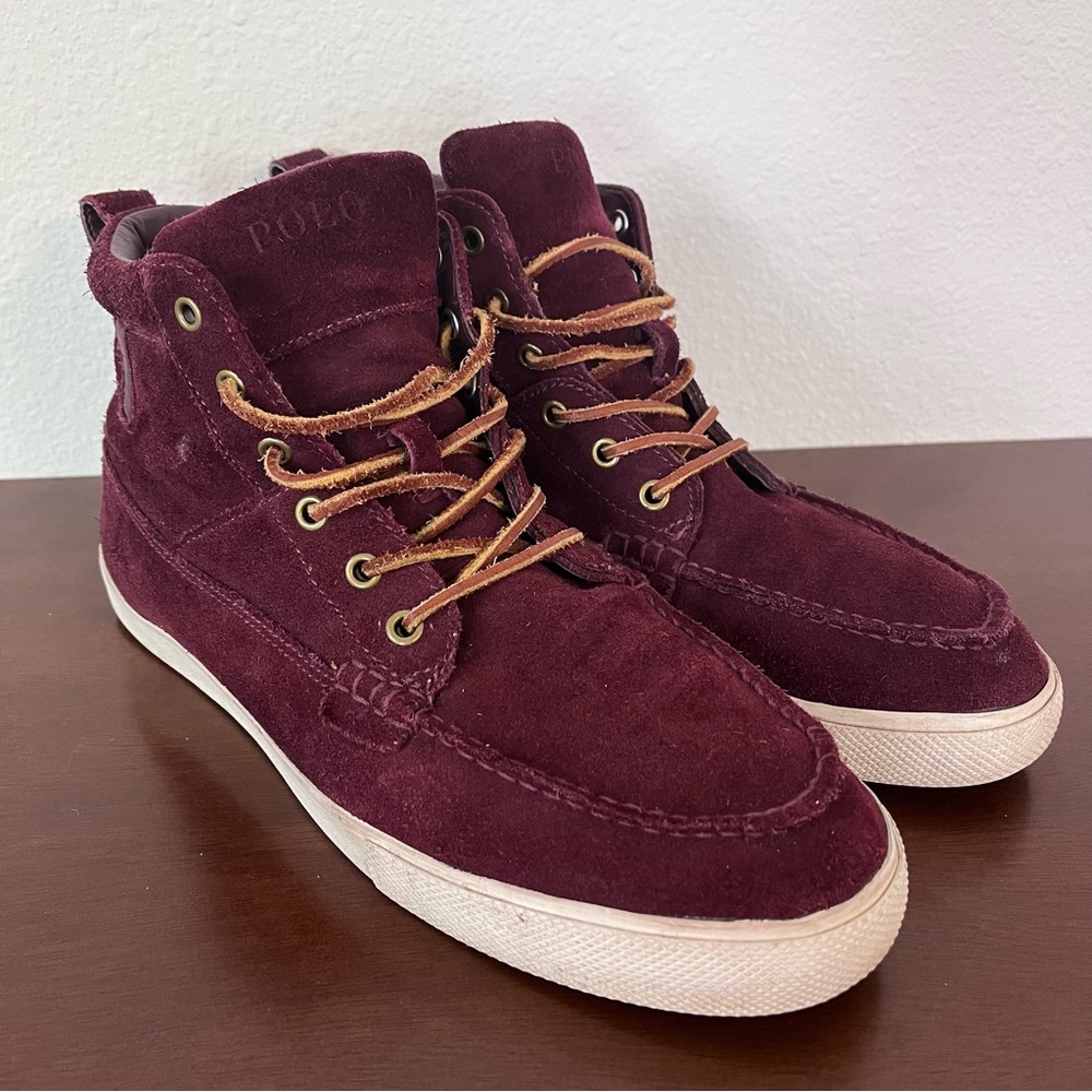 Polo Ralph Lauren Tavis Port Burgundy Suede Leather Sneaker Men's sz 11